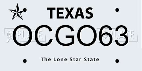 OCGO63 Texas License Plate
