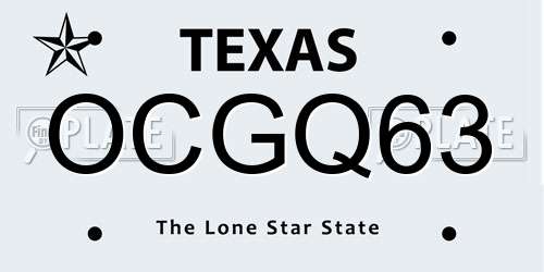 OCGQ63 Texas License Plate