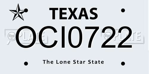 OCI0722 Texas License Plate