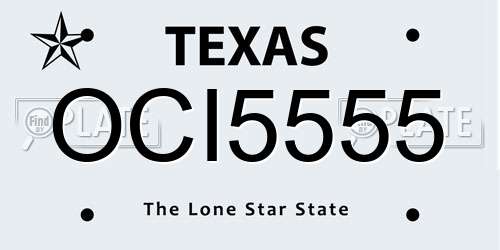 OCI5555 Texas License Plate