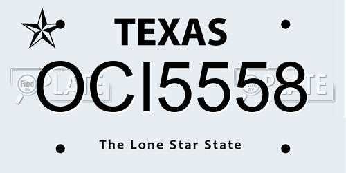 OCI5558 Texas License Plate
