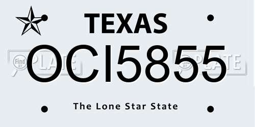 OCI5855 Texas License Plate