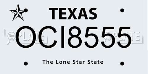 OCI8555 Texas License Plate