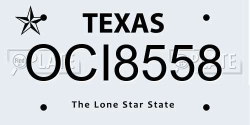 OCI8558 Texas License Plate