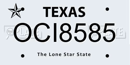 OCI8585 Texas License Plate
