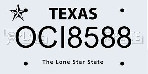 OCI8588 Texas License Plate