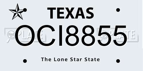 OCI8855 Texas License Plate