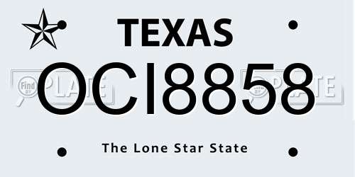 OCI8858 Texas License Plate
