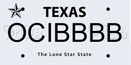 OCIBBBB Texas License Plate