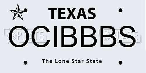 OCIBBBS Texas License Plate