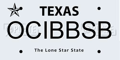 OCIBBSB Texas License Plate