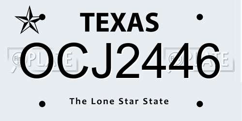OCJ2446 Texas License Plate