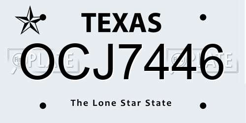 OCJ7446 Texas License Plate