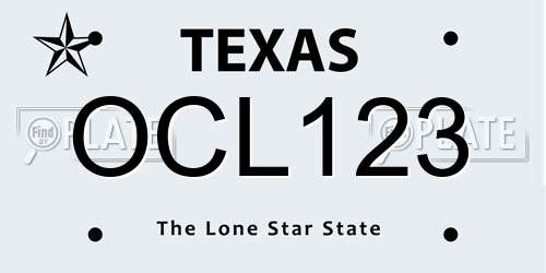 OCL123 Texas License Plate
