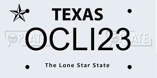 OCLI23 Texas License Plate