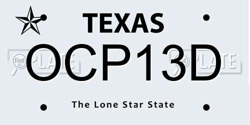 OCP13D Texas License Plate