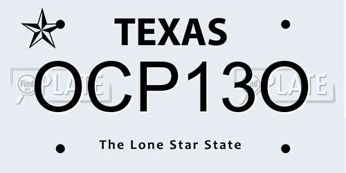 OCP13O Texas License Plate