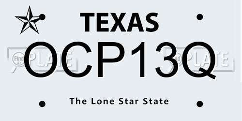 OCP13Q Texas License Plate