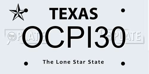 OCPI30 Texas License Plate
