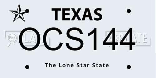 OCS144 Texas License Plate