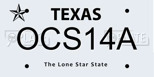 OCS14A Texas License Plate