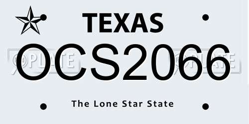 OCS2066 Texas License Plate