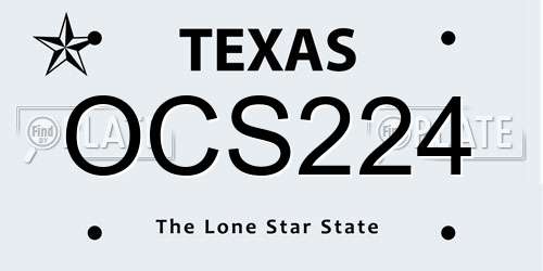 OCS224 Texas License Plate