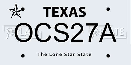 OCS27A Texas License Plate