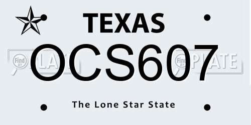 OCS607 Texas License Plate