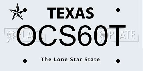 OCS60T Texas License Plate