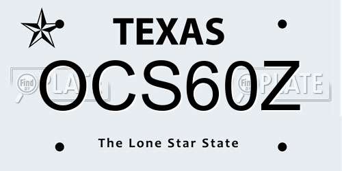 OCS60Z Texas License Plate