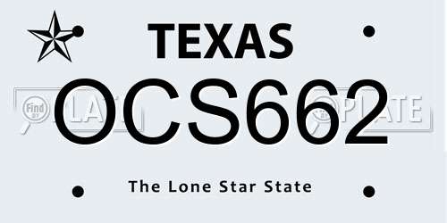 OCS662 Texas License Plate
