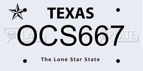 OCS667 Texas License Plate