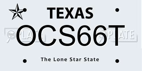 OCS66T Texas License Plate
