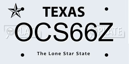 OCS66Z Texas License Plate