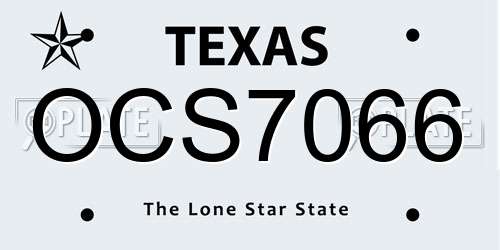 OCS7066 Texas License Plate