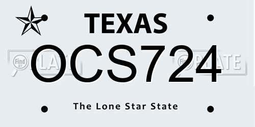 OCS724 Texas License Plate