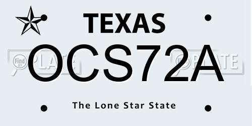OCS72A Texas License Plate