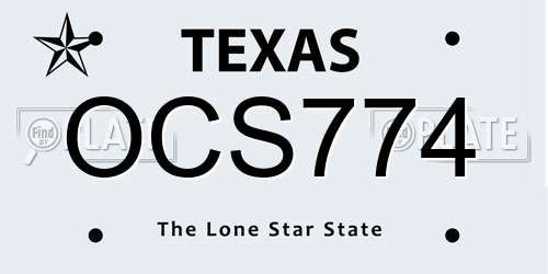OCS774 Texas License Plate