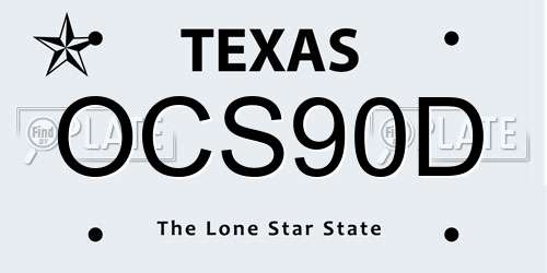 OCS90D Texas License Plate