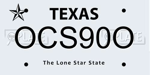 OCS90O Texas License Plate
