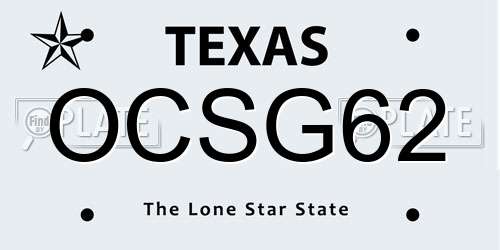 OCSG62 Texas License Plate