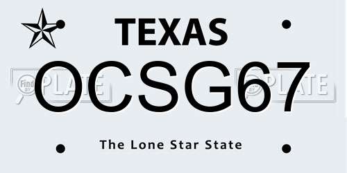 OCSG67 Texas License Plate