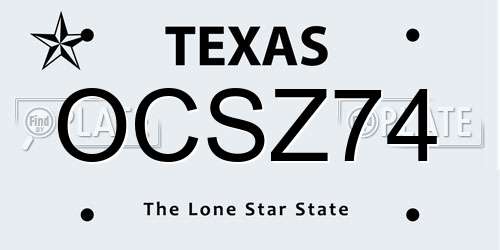 OCSZ74 Texas License Plate