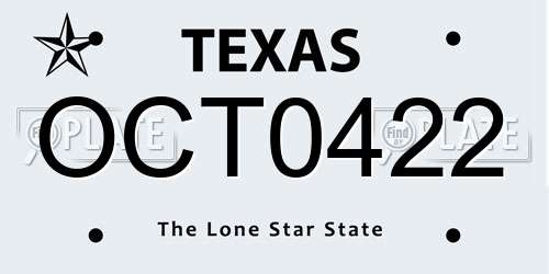 OCT0422 Texas License Plate