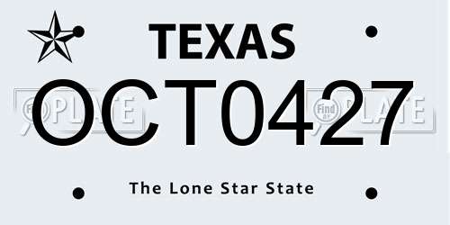 OCT0427 Texas License Plate