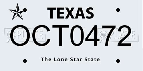 OCT0472 Texas License Plate