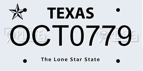 OCT0779 Texas License Plate