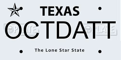 OCTDATT Texas License Plate
