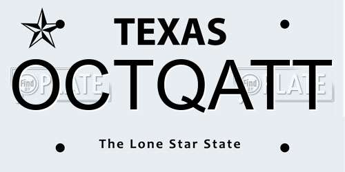 OCTQATT Texas License Plate